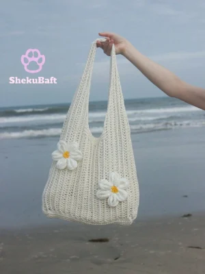 کیف ساحلی بافتنی در اکسسوری بافتنی تابستانی